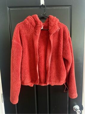 PINK Victoria's Secret rust orange puffy Zip Hoodie